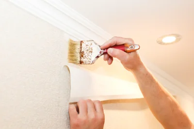 Pose de papier peint à Vion — revêtements muraux et toiles de verre